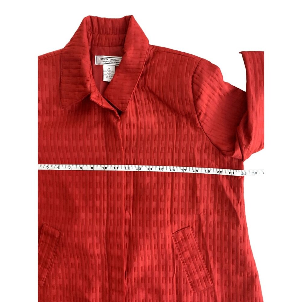 George Simonton Womens Red Textured Jacket Collared Front Pockets Medium - Picture 8 of 13